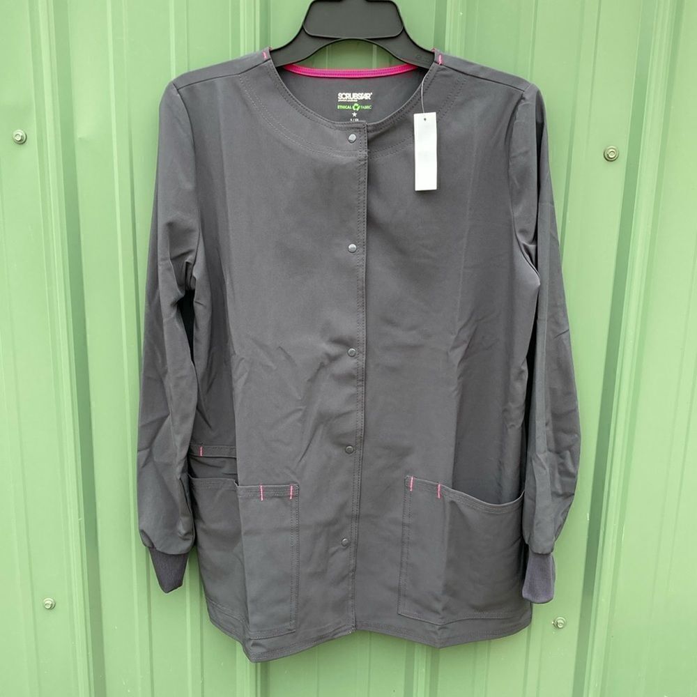 Ethical Fabric Stretch Snap Front Active Warm Up Scrub Jacket Size S
